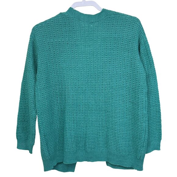 Cat & Jack Girls Open Front Waffle Knit Cardigan Sweater Teal XL 14 Lightweight - Picture 2 of 5